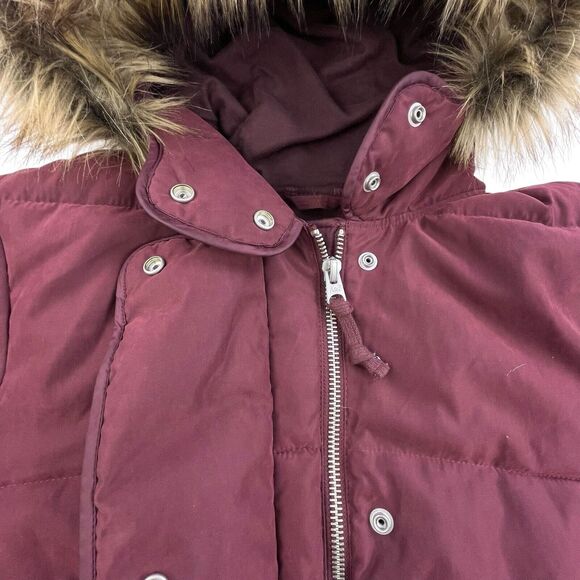 Abercrombie & Fitch Maroon Puffer Jacket with Faux Fur Hood - Picture 4 of 12